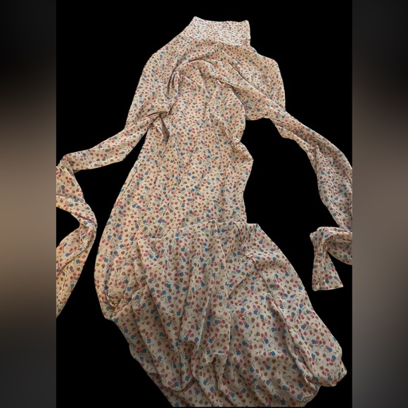 AFRM Floral Multicolor MESH Dress no under slip Turtleneck - Picture 5 of 5